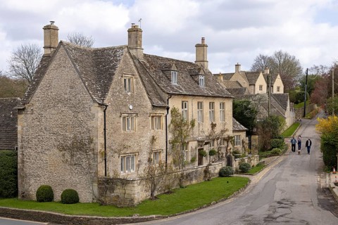 Houses, Cotswold Stone, Bibury, The Cotswolds, England, Great Britain