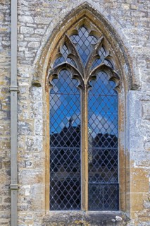 Window, St Mary's Church, Bibury, The Cotswolds, England, Great Britain