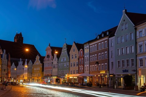 Renaissance houses, Renaissance building style, Blaue Stunde, Altstadt, Landshut, Lower Bavaria,