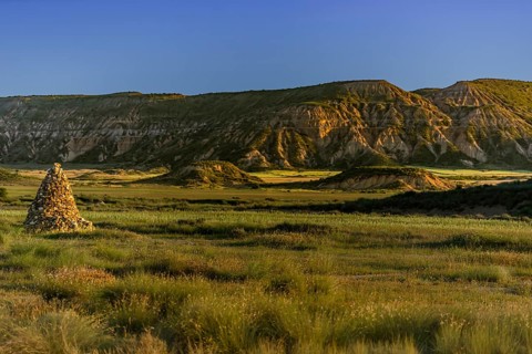 Bardenas Reales nature park Park in the evening light, Navarra, Spain