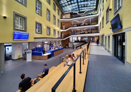 The new RathausForum, integrated in the former courtyard, Town Hall, Witten, Ruhr area, North