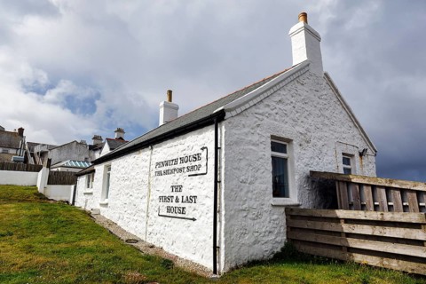 First and last house, historic building, gift shop and café, typical architecture, Land's End,