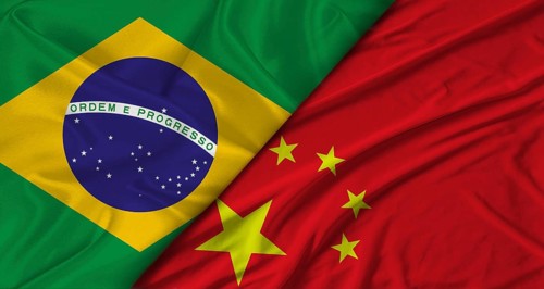 Bilateral relations between Brazil and China. Flag of Brazil and China