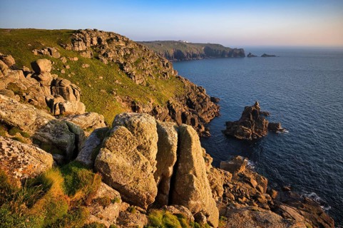 Coastline, cliffs, coast, rock formation, sea, headland's End, Penzance, Penwith peninsula, evening