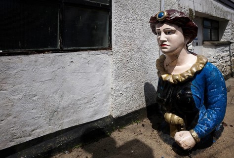 Former wooden figurehead, lucky charm, harbour, Falmouth, Cornwall, England, Great Britain