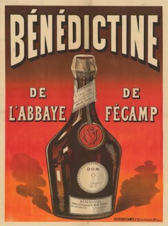 Advertising poster, beverage advertisement, advertising print for Benedictine herbal liquor