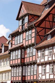 Half-timbered houses, Quedlinburg, market square, old town, UNESCO World Heritage, half-timbered