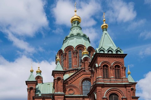 Uspenski Greek Orthodox Cathedral or Uspenskin Katedraali, Katajanokka, city center, Helsinki,