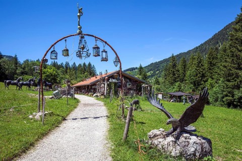 Hiking trail near Hinterstein, behind coach museum, Bad Hindelang, Oberallgäu, Allgäu, Bavaria,