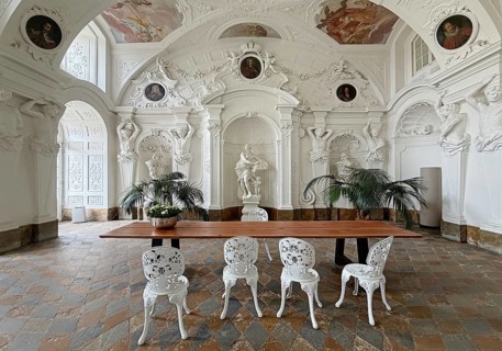 The Kaisersaal designed as a sala terrana, historic rooms in the city palace, today town hall, also