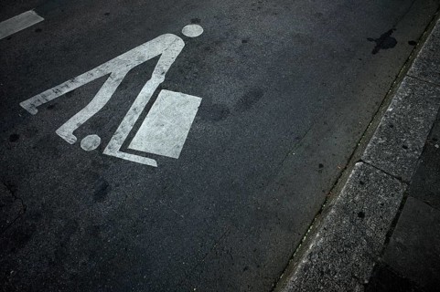 Loading zone, pictogram on road, asphalt, logo, sign, Stuttgart, Baden-Württemberg, Germany