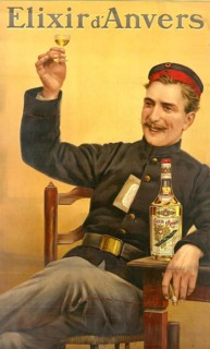 Advertising poster, beverage advertisement, advertising poster for Elixir d'Anvers from 1907 was