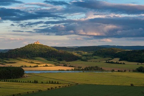 Germany, Thuringia, Thuringia, Thuringian Basin, Wachsenburg Castle, cultivated landscape,