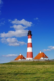 The lighthouse of Westerhever near St. Peter Ording, Westerheversand, Schleswig-Holstein, Federal