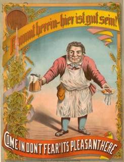 Advertising poster, beverage advertisement, advertising poster from 1887, depicts an innkeeper