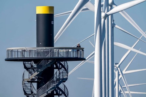 Viewing platform at Landtong Rozenburg wind farm, Noordzeeweg, Paal 83 watchtower 22 meters high,