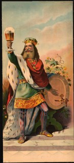 Advertising poster, beverage advertisement, a traditional depiction of King Gambrinus, the