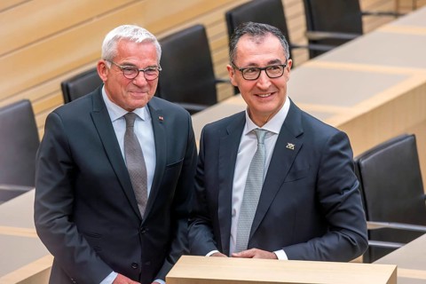 During a break in the session: left Thomas Strobl, CDU, President of the State Parliament, right