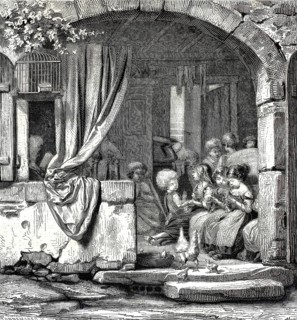 Picture shows a so-called Dame School, a private form of elementary education common in England and
