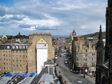 View of the old town from the Camera Obscura viewing terrace, Royal Mile, Edinburgh, Scotland,