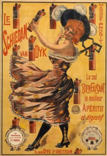 Advertising poster, beverage advertisement, poster promotes Le Schiedam van Dyk, a gin from 1900,