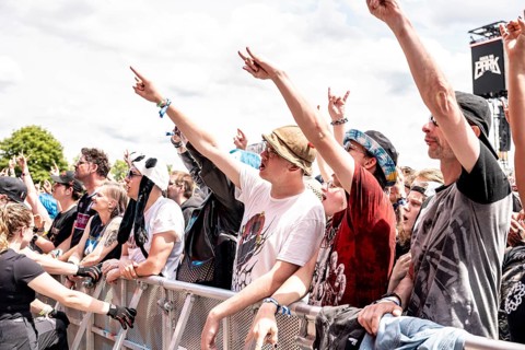 Audiences celebrate at Black Veil Brides' performance at Rock im Park on Zeppelin Field in