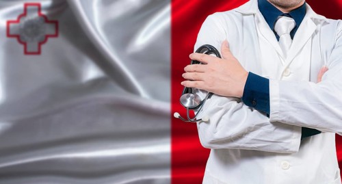 Maltese national health system, Medical professional holding sthetoscope isolated