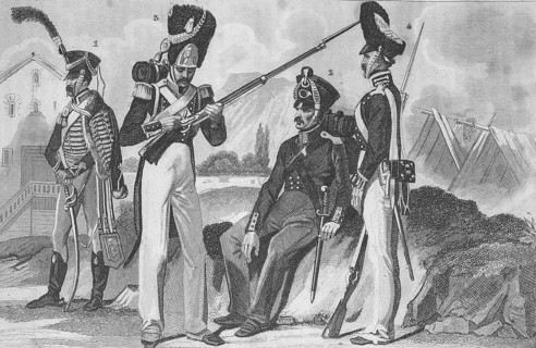 Traditional clothing styles and culture from the 19th century. Military uniforms from Germany.