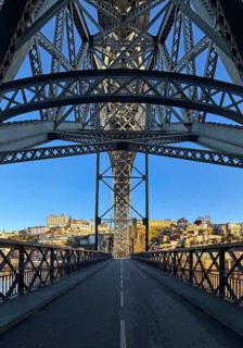 Ponte Dom Luis I arched bridge designed by Théophile Seyrig, viewed from the lower level towards