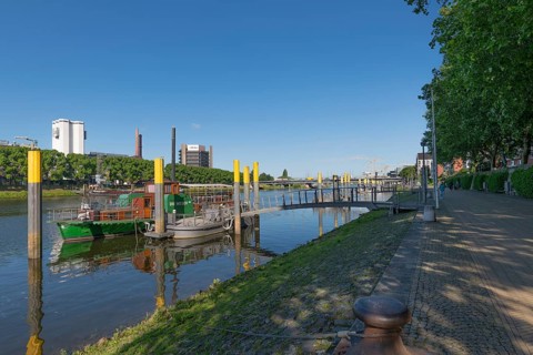 Excursion ship Weser at the pier, Weser promenade, Hanseatic city of Bremen, MS Weser, passenger