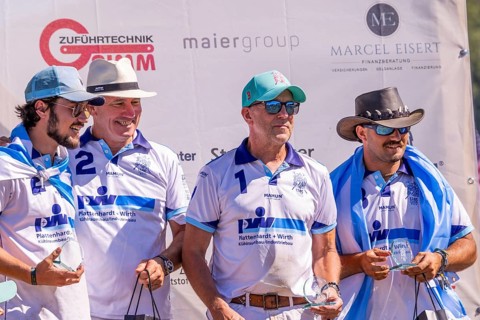 Heino Ferch, polo player, rider, award ceremony, polo tournament, 1295 Polo Masters, Sylvenstal,