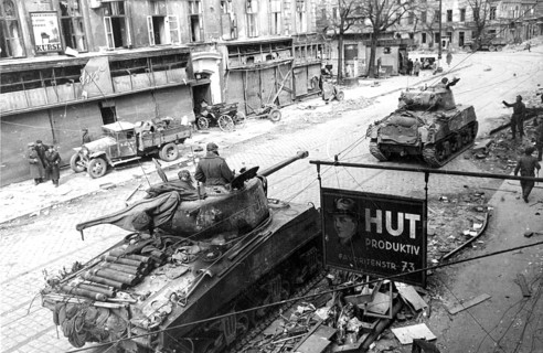 Red Army tanks in the streets of Vienna, Austria, April 1945 After the successful liberation of