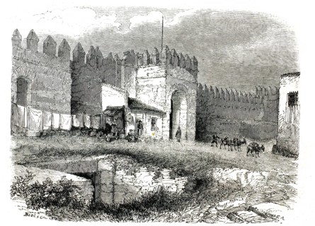 Puerta de San Juan in Seville, 1859, Moorish city wall, Spain, authentic, high-resolution