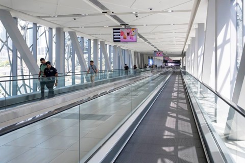 Pedestrian joint tunnel with treadmill, Dubai, United Arab Emirates, UAE