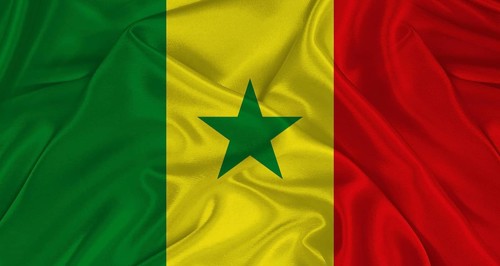 Senegalese flag with fabric texture. Realistic flag of Senegal waving, National flag