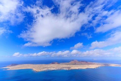 Lanzarote, Canary Islands, Spain, Europe, Mirador del Rio, Graciosa Island, Expansive island view