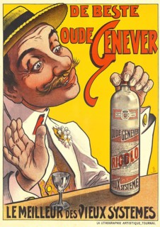 Advertising poster, beverage advertisement, advertisement for Oude Genever comes from the Belgian