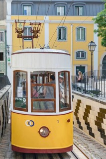 View of the Bica Funicular, Lisbon, Portugal