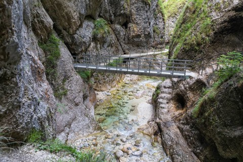 Hiking trail through the Almbach Gorge near Ettenberg, Berchtesgadener Land, Bavaria, Germany