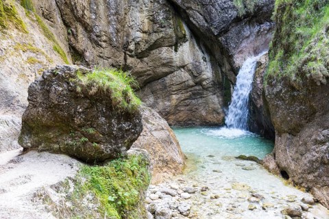 Waterfall in the Almbach Gorge near Ettenberg, Berchtesgadener Land, Bavaria, Germany