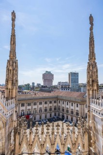 Details of the Milan Cathedral on a sunny day, Milan, Italy