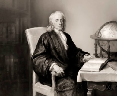 Sir Isaac Newton, 1642-1726, English physicist and mathematician, digitally edited based on a