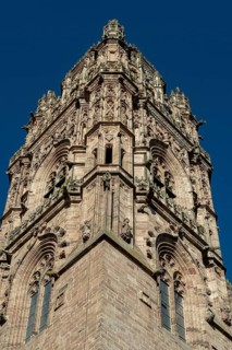 Rodez. Bell tower of the gothic Notre Dame cathedral. Aveyron. Occitanie. France