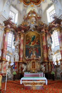 High altar in the Vierzehnheiligen Basilica, Bad Staffelstein, Lichtenfels district, Upper