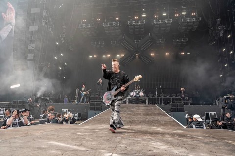 Bass player Brad Walst from the Canadian rock band Three Days Grace live on the Utopia Stage during