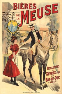 Advertising poster, beverage advertisement, poster promoting Bieres de la Meuse from the breweries