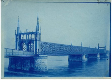 Strasbourg, construction of the railway bridge, 1895, Rhine, imposing bridge with Gothic elements