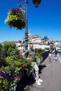 Jean Siefert Ostermann, Director Destination Périgueux, Office de Tourisme, on the Pont de Barris
