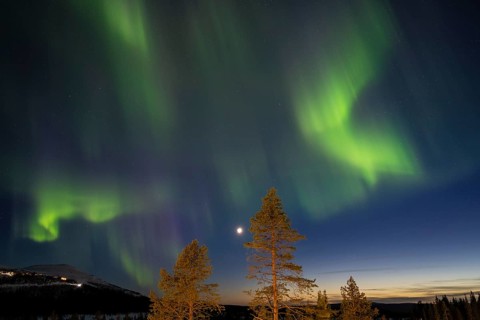 Northern Lights (Aurora borealis), Dundret, Gällivare, Norrbotten, Lapland, Sweden, April 2021