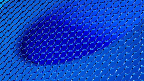 This abstract design showcases a 3D structure in shades of blue, perfect for creating a tech-savvy